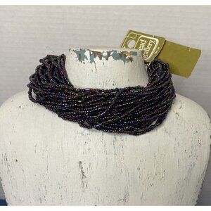 Glass Seed Bead Bracelet Braided Chunky Purple Irridescent ❤️ Jewelry NWT